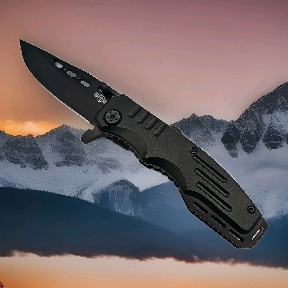 Grand Way 6681 Folding Pocket Knife 440C Steel Assisted Opening Aluminum Handle
